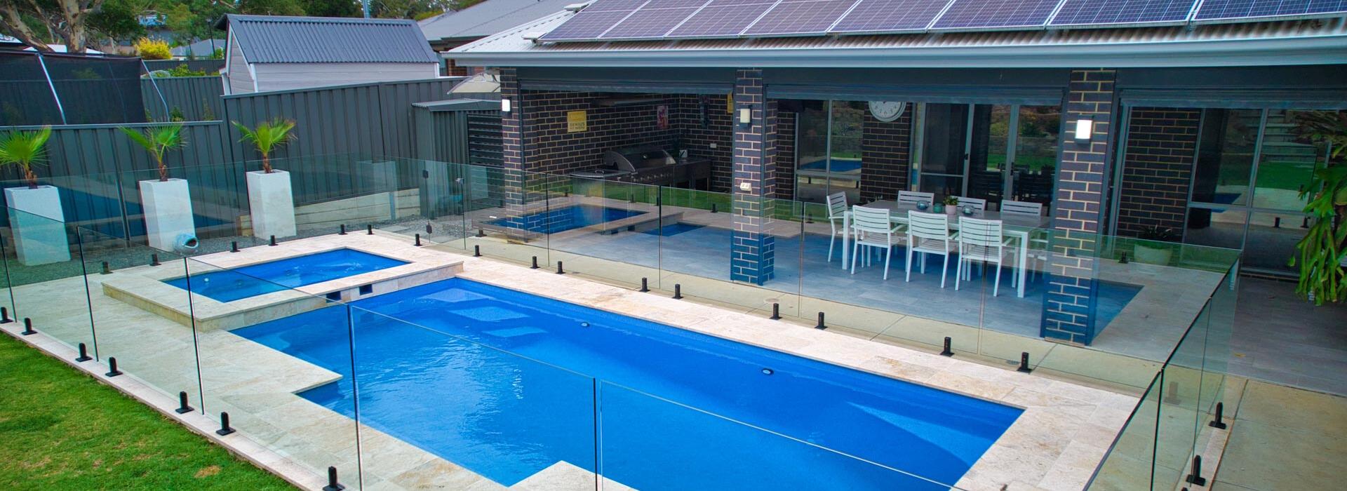 Vice President large fibreglass pool and spa installed in Wandana Heights, Geelong by Luxx Pools