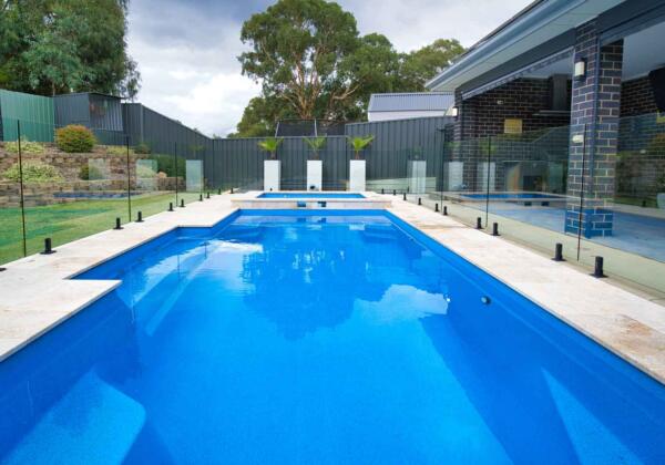 Vice President large fibreglass pool installed in Wandana Heights, Geelong by Luxx Pools